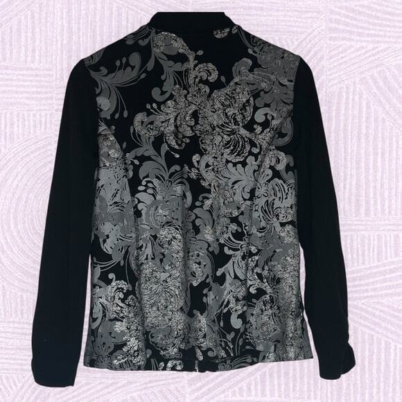 Zenergy Black  Silver Leaf  Light Jacket Size 1 Med/Large Cool Girl Spring Vibes - Picture 2 of 7
